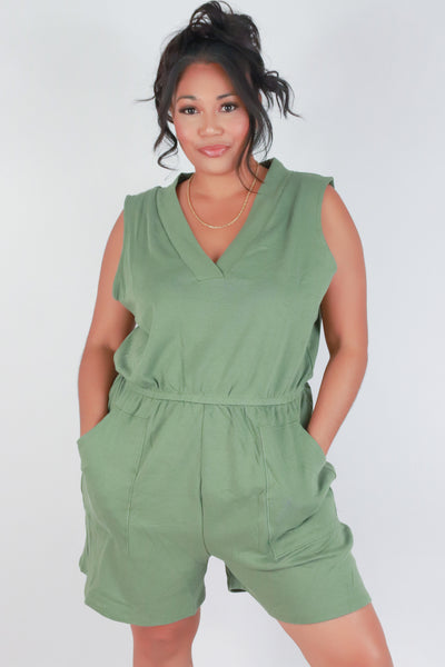 Jeans Warehouse Hawaii - PLUS SOLID ROMPERS - UNCONDITIONAL ROMPER | By ZENANA (KC EXCLUSIVE,INC