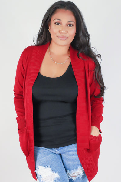 Jeans Warehouse Hawaii - PLUS SOLID LONG SLV CARDIGANS - GETTING COZY CARDIGAN | By ACTIVE USA