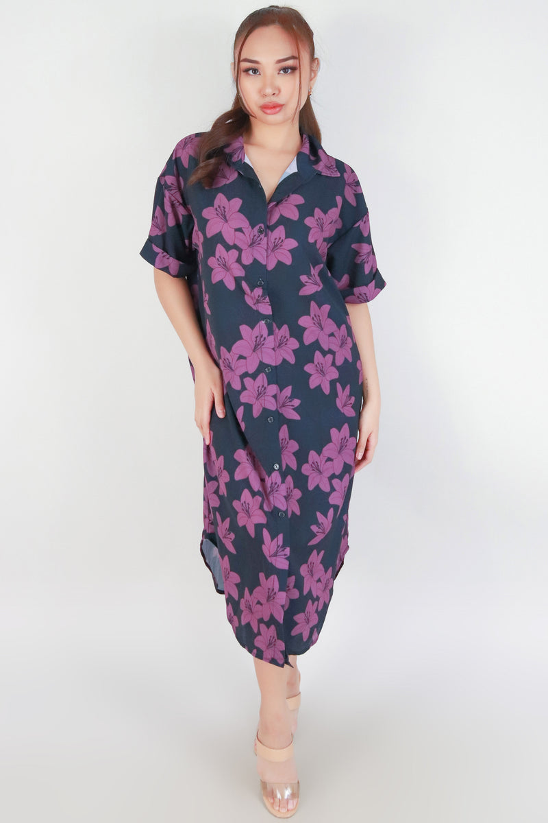 Jeans Warehouse Hawaii - SLEEVE SHORT PRINT DRESSES - LILY BUTTON DOWN DRESS | By LUZ