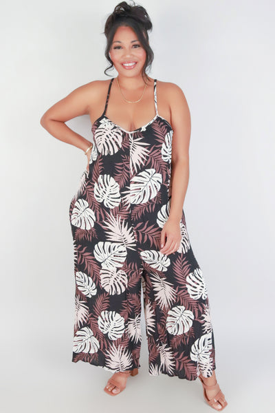 Jeans Warehouse Hawaii - PLUS PRINTED JUMPSUITS - IT'S HAPPENING NO WAIST JUMPSUIT | By LUZ