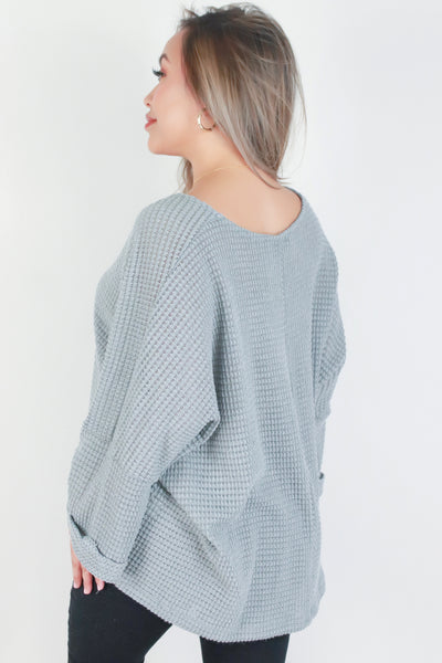 Jeans Warehouse Hawaii - 3/4 & L/S SOLID KNIT TOPS - 3/4 SLEEVE WAFFLE KNIT TOP | By GILLI