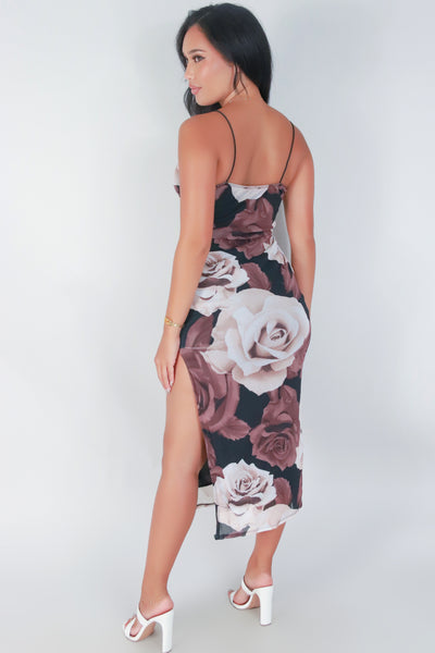 Jeans Warehouse Hawaii - S/L LONG PRINT DRESSES - BED OF ROSES MAXI DRESS | By PAPERMOON/ B_ENVIED