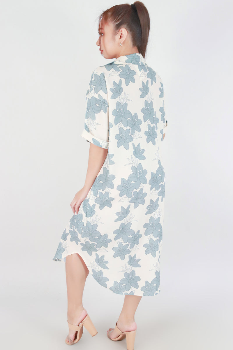 Jeans Warehouse Hawaii - SLEEVE SHORT PRINT DRESSES - LILY BUTTON DOWN DRESS | By LUZ