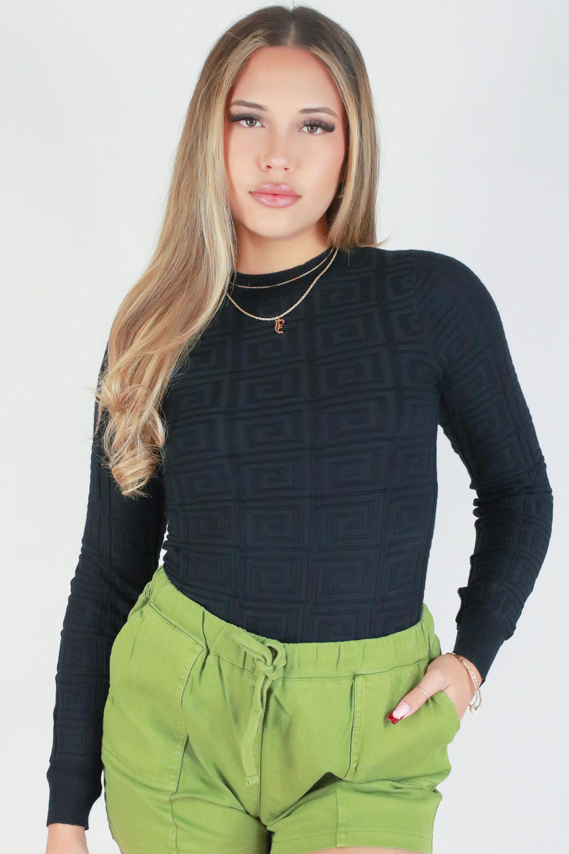 Jeans Warehouse Hawaii - SOLID LONG SLV TOPS - SPELL IT OUT TOP | By ULTIMATE OFFPRICE