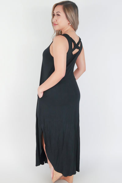 Jeans Warehouse Hawaii - SOLID LONG DRESSES - SLEEVELESS CROSS BACK MAXI DRESS | By OLIVE & CO