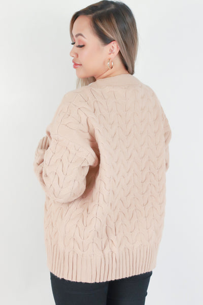 Jeans Warehouse Hawaii - SOLID SWEATERS - OVERSIZED CABLE KNIT CARDIGAN | By GILLI