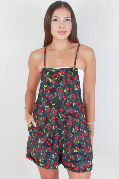 Jeans Warehouse Hawaii - PRINT CASUAL ROMPERS - CHERRY ON TOP OVERALLS | By IKEDDI IMPORTS