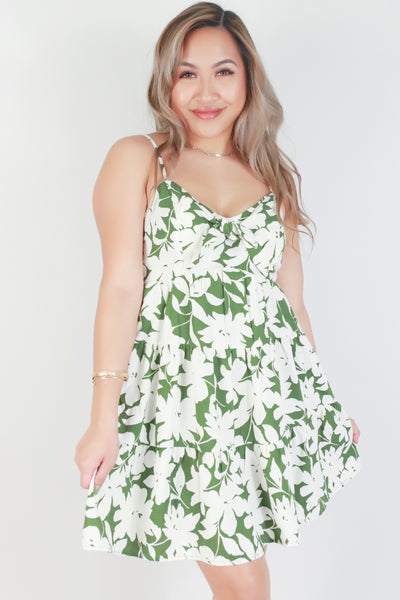 Jeans Warehouse Hawaii - PRINT SHORT DRESSES - SLEEVELESS TIE FRONT FLORAL DRESS | By TRIXXI