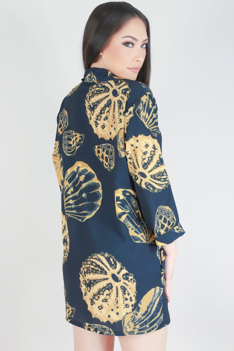 Jeans Warehouse Hawaii - SLEEVE LONG PRINT DRESSES - SHELL BUTTON DOWN DRESS | By LUZ