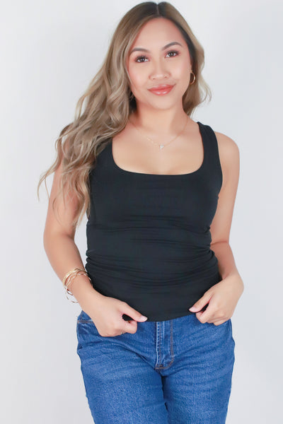 Jeans Warehouse Hawaii - S/L SOLID KNIT TOPS - SLEEVELESS SQUARE NECK TOP | By OLIVE & CO