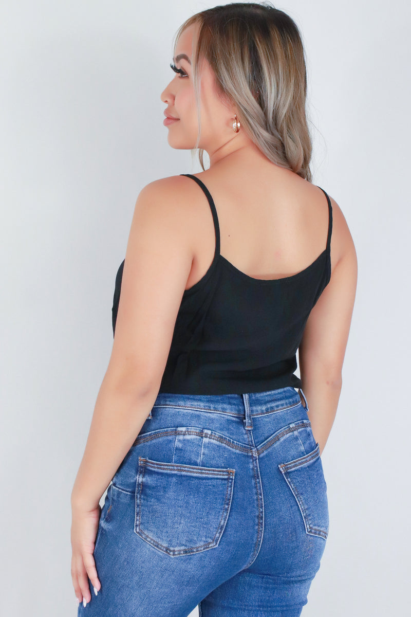 Jeans Warehouse Hawaii - S/L SOLID WOVEN TOPS - SLEEVELESS TIE FRONT CROP TOP | By FINAL TOUCH