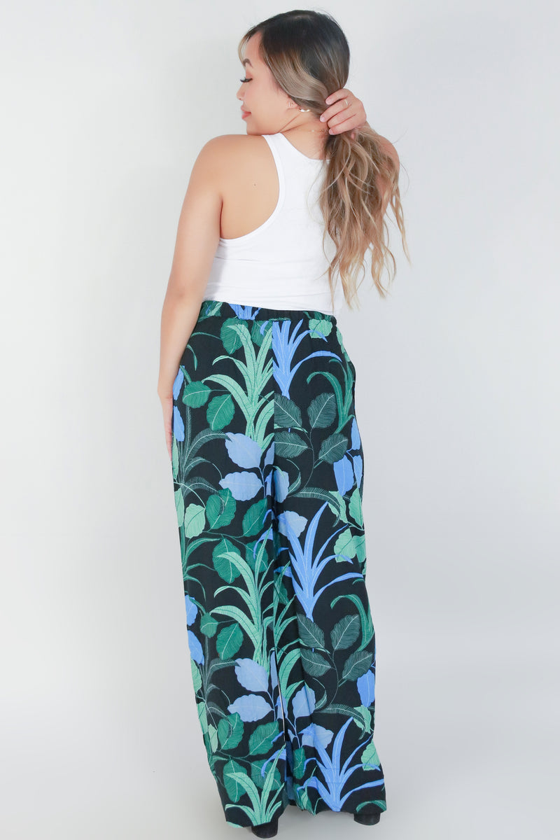 Jeans Warehouse Hawaii - PRINT WOVEN PANTS - TROPICAL WIDE LEG PANTS | By OLIVACEOUS