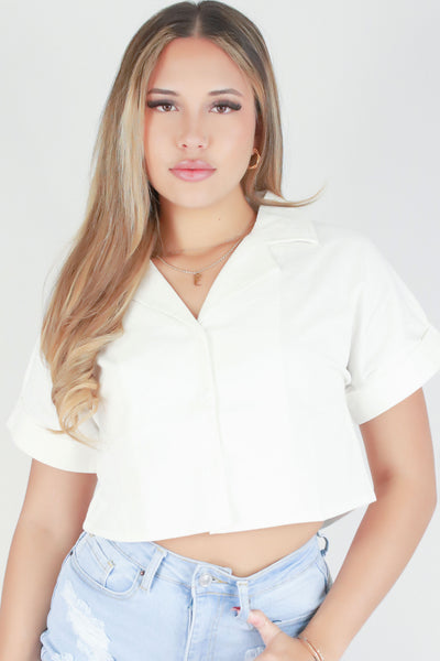 Jeans Warehouse Hawaii - S/S SOLID WOVEN CASUAL TOPS - PROCEED WITH CAUTION TOP | By VERACCI INC