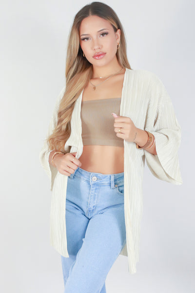 Jeans Warehouse Hawaii - S/S SOLID WOVEN DRESSY TOPS - CHASE YOUR DREAMS CARDIGAN | By MEEK DBA LAC BLEU