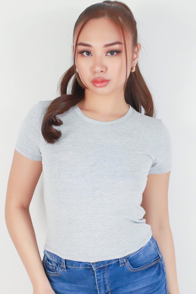 Jeans Warehouse Hawaii - S/S SOLID BASIC - BASIC CROP TOP | By POPULAR 21