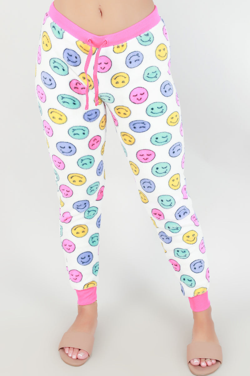 Jeans Warehouse Hawaii - PRINT KNIT PANTS - FUZZY HAPPY FACE SLEEP PANTS | By SIMEX / GRIP COLLECTIONS