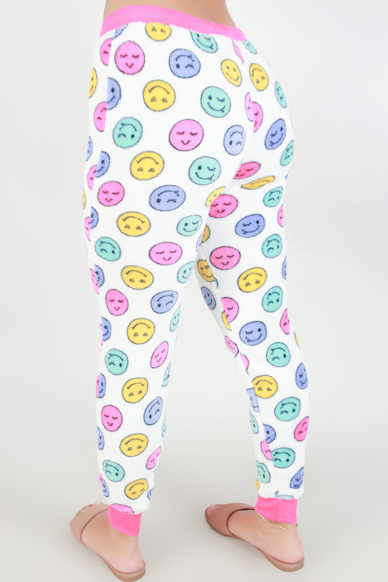 Jeans Warehouse Hawaii - PRINT KNIT PANTS - FUZZY HAPPY FACE SLEEP PANTS | By SIMEX / GRIP COLLECTIONS