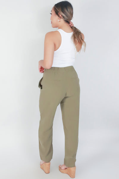 Jeans Warehouse Hawaii - SOLID WOVEN PANTS - TIE WAIST PANTS WITH POCKETS | By OLIVACEOUS