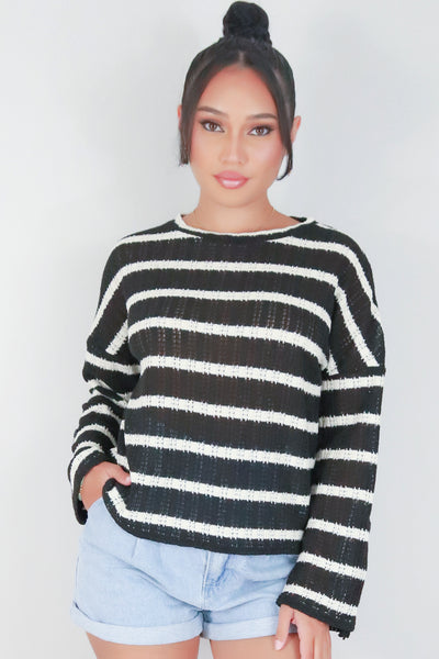 Jeans Warehouse Hawaii - LS PRINT - STRIPES FOR DAYS TOP | By BARON DISTRIBUTORS