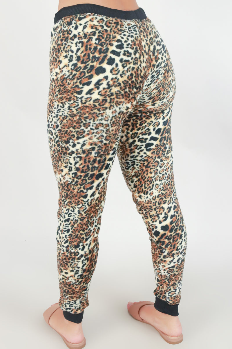 Jeans Warehouse Hawaii - PRINT KNIT PANTS - FUZZY LEOPARD SLEEP PANTS | By SIMEX / GRIP COLLECTIONS