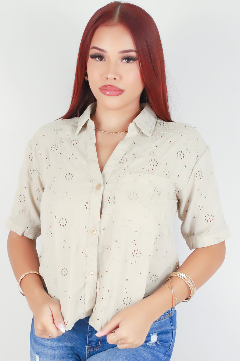 Jeans Warehouse Hawaii - S/S SOLID WOVEN CASUAL TOPS - WISH YOU WELL TOP | By IKEDDI IMPORTS