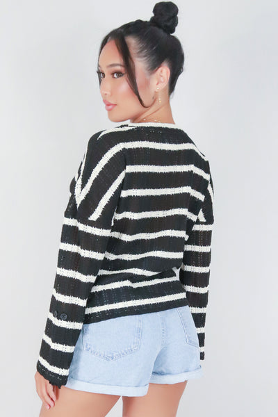 Jeans Warehouse Hawaii - LS PRINT - STRIPES FOR DAYS TOP | By BARON DISTRIBUTORS