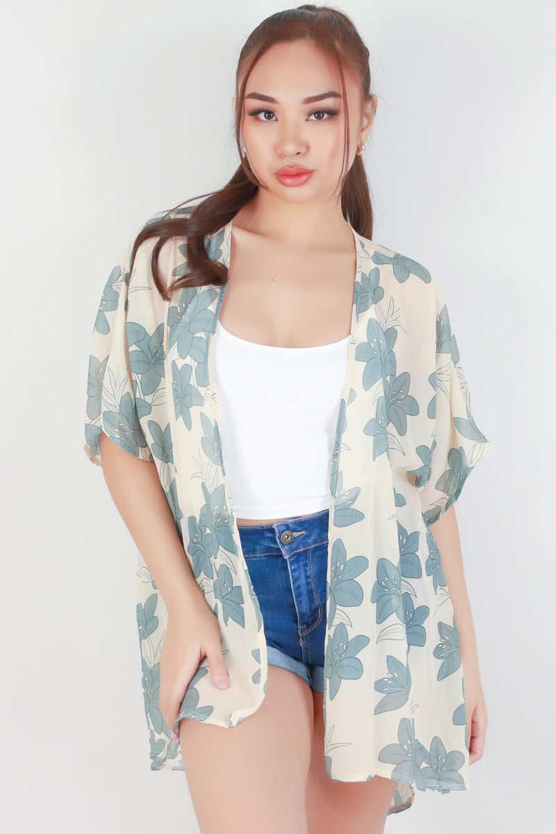 Jeans Warehouse Hawaii - S/S PRINT WOVEN DRESSY TOPS - LILY CHIFFON CARDIGAN | By LUZ