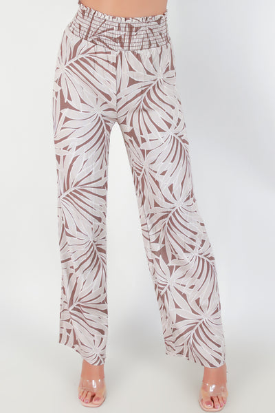 Jeans Warehouse Hawaii - PRINT WOVEN PANTS - SMOCKED WAIST LEAF PRINT PANTS | By LUZ