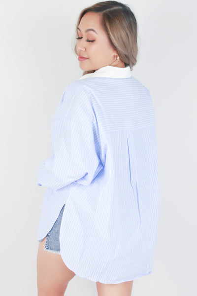 Jeans Warehouse Hawaii - 3/4 & L/S PRINT WOVEN TOPS - OVERSIZED LONGSLEEVE BOYFRIEND SHIRT | By MUSTARD SEED