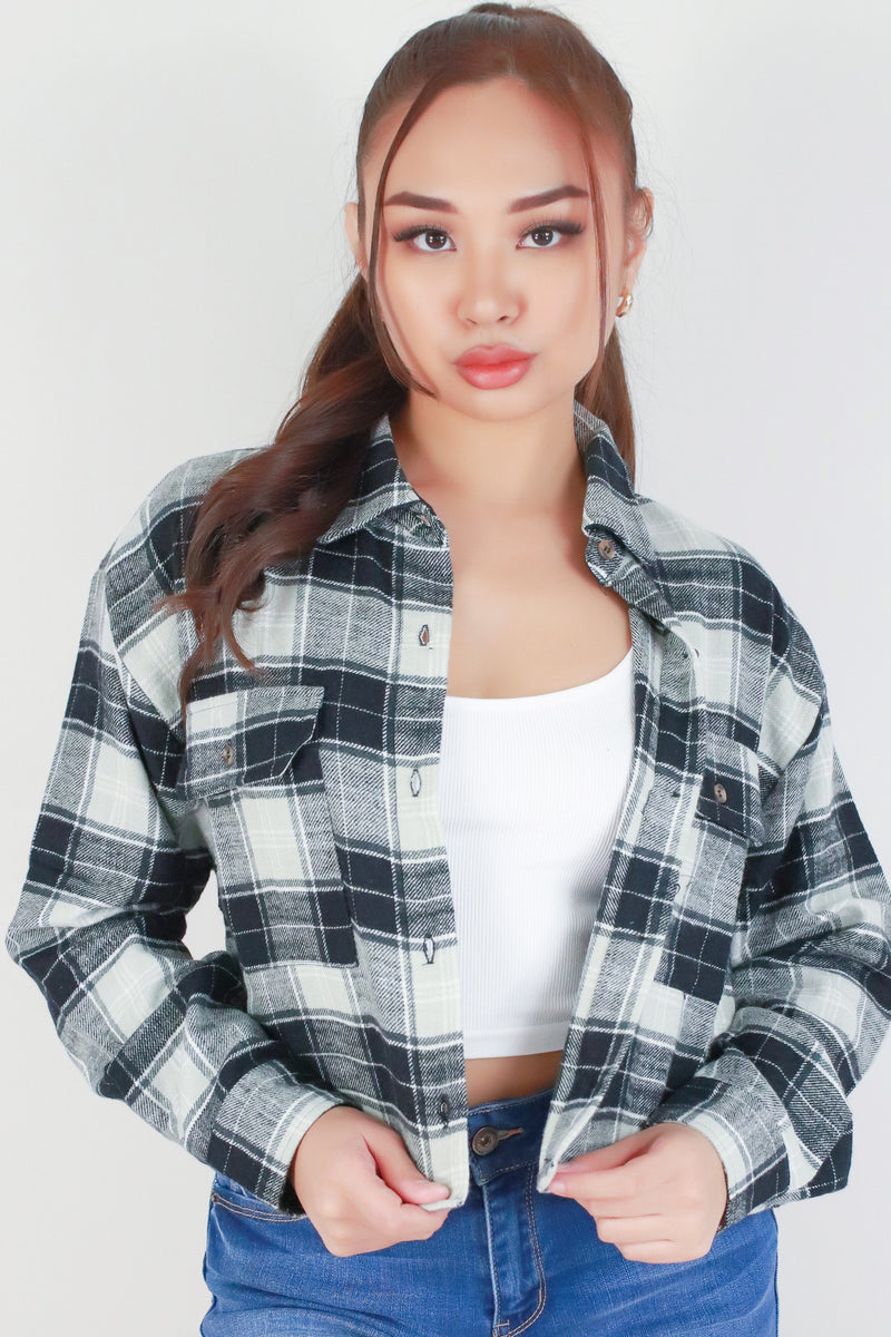 Jeans Warehouse Hawaii - L/S PRINT WOVEN CASUAL TOPS - LISTEN TO ME PLAID TOP | By STYLE MELODY