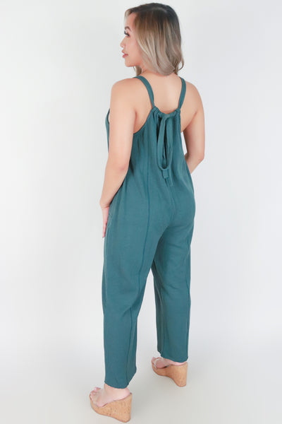 Jeans Warehouse Hawaii - SOLID JUMPERS - NO WAIST TIE BACK JUMPSUIT | By MUSTARD SEED