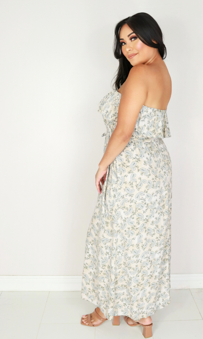 Jeans Warehouse Hawaii - PRINT LONG DRESSES - RUFFLE TOP TUBE MAXI DRESS | By FINAL TOUCH