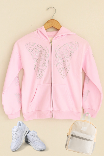 Jeans Warehouse Hawaii - JACKETS 7-16 - FLY HIGH RHINESTONE HOODIE | KIDS SIZE 7 - 16 | By IKEDDI IMPORTS