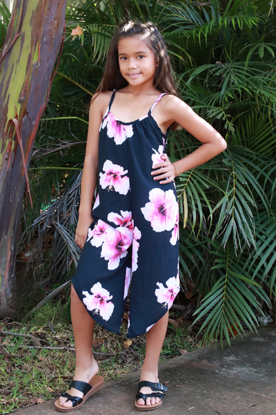 Jeans Warehouse Hawaii - DRESSES 4-6X - HIBISCUS NO WAIST JUMPSUIT | KIDS SIZE 4-6X | By LUZ