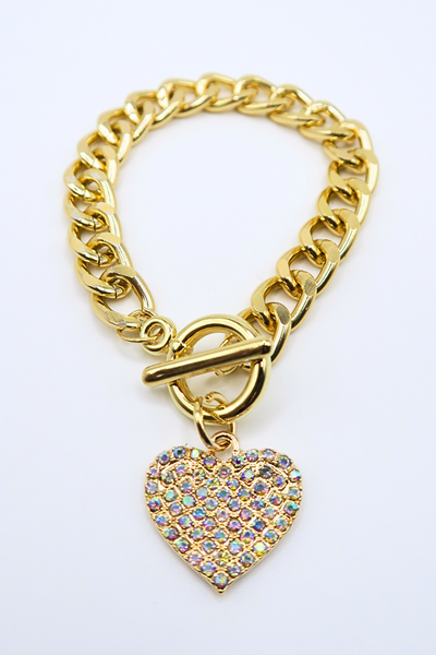 Jeans Warehouse Hawaii - BRACELET CUFF/CLAMP/SINGLE - GOLD HEART TOGGLE BRACELET | By JOIA TRADING