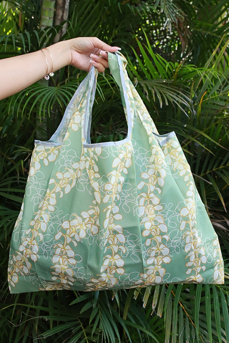 Jeans Warehouse Hawaii - TOTES - PLUMERIA FOLDABLE REUSABLE BAG | By GREENWELL PROMOTIONS LTD