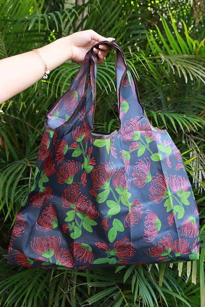 Jeans Warehouse Hawaii - TOTES - OHIA LEHUA FOLDABLE REUSABLE BAG | By GREENWELL PROMOTIONS LTD