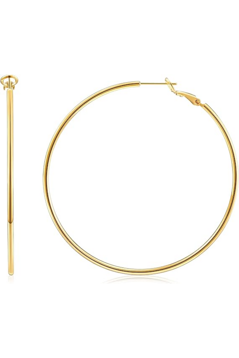 Jeans Warehouse Hawaii - BASIC HOOPS - LARGE THIN GOLD HOOPS | By DUELLE FASHION INC