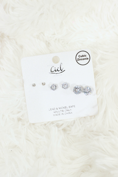 Jeans Warehouse Hawaii - CUBIC Z STUDS - SPARKLE SND SHINE EARRINGS | By DUELLE FASHION INC